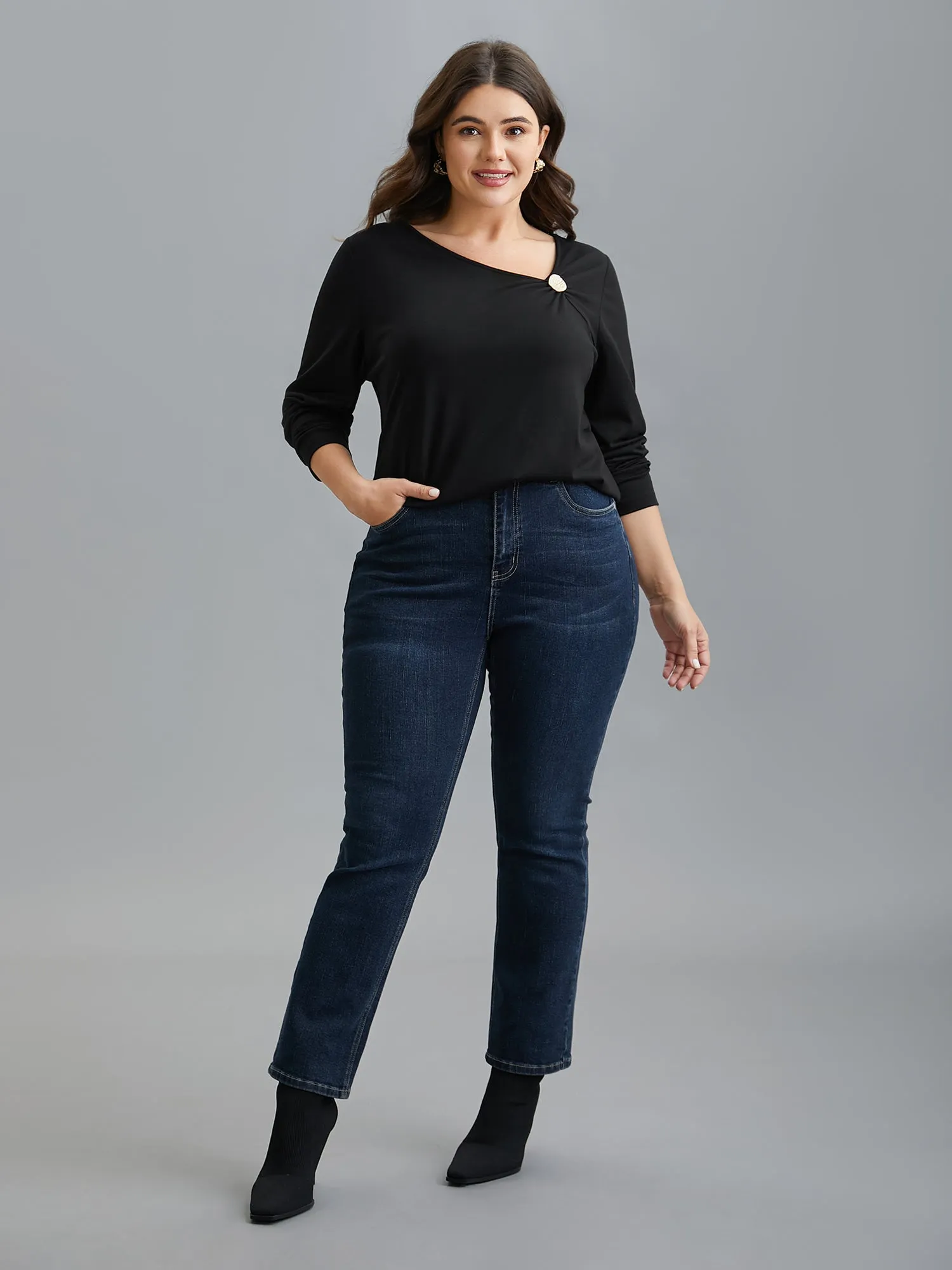 Supersoft Asymmetrical Neckline Stretchy Top sold by Bloomchic product image thumbnail 3