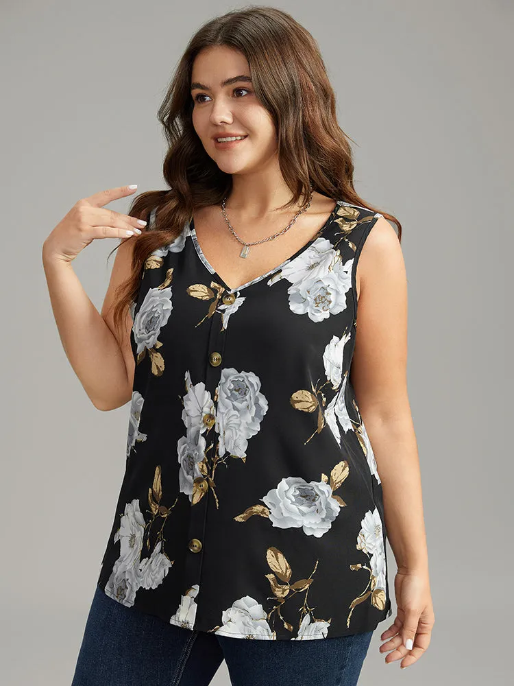 Floral Print Button Detail Tank Top sold by Bloomchic product image thumbnail 3