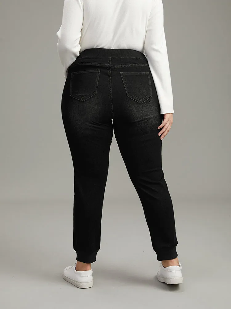 Elastic Waist Drawstring Very Stretchy Jeans sold by Bloomchic product image thumbnail 4