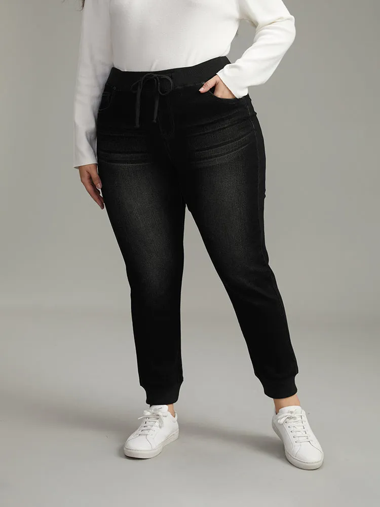 Elastic Waist Drawstring Very Stretchy Jeans sold by Bloomchic product image thumbnail 2