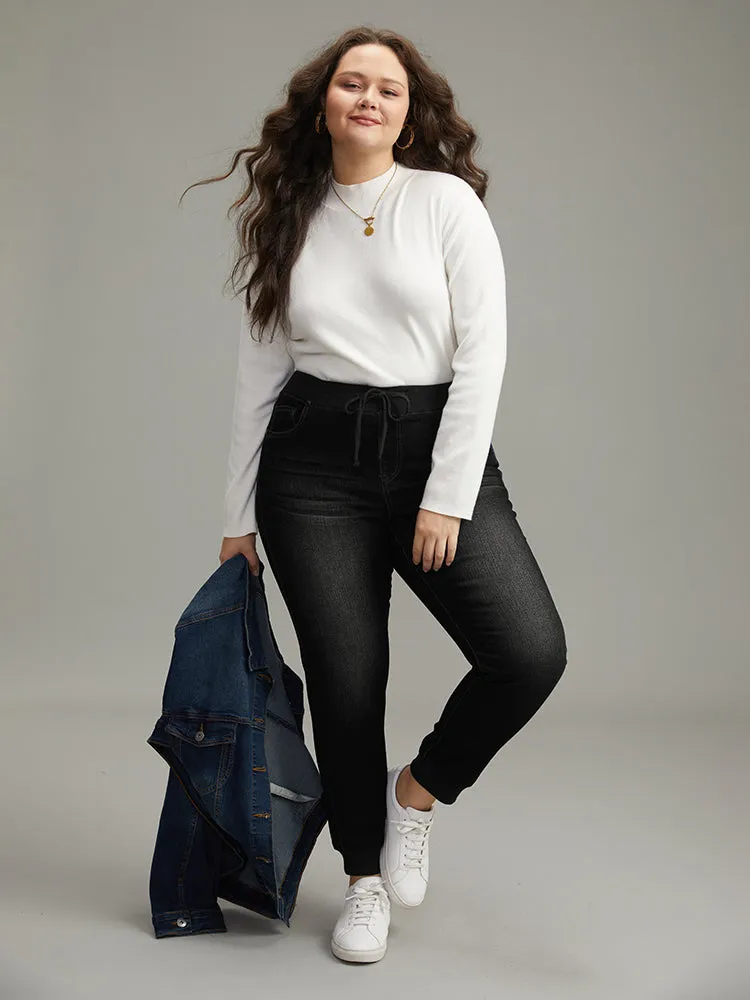 Elastic Waist Drawstring Very Stretchy Jeans sold by Bloomchic product image thumbnail 3