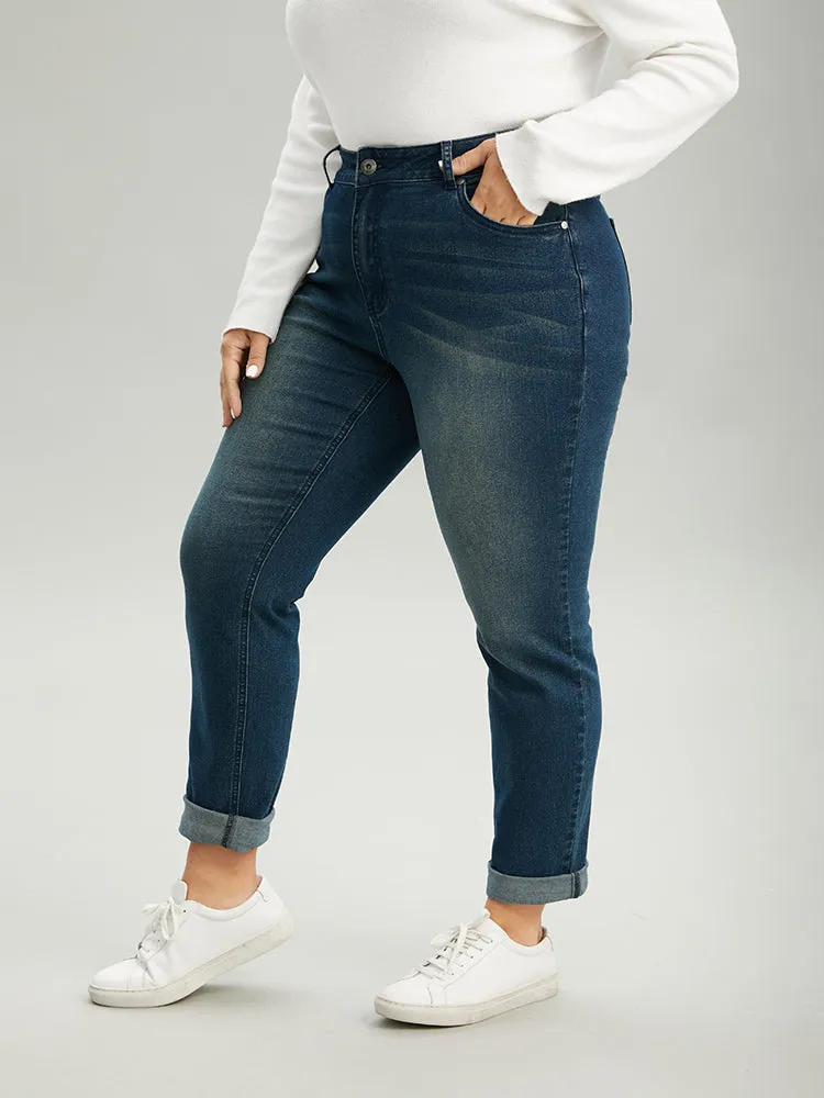 Very Stretchy Straight Leg Roll Hem Jeans sold by Bloomchic product image thumbnail 3