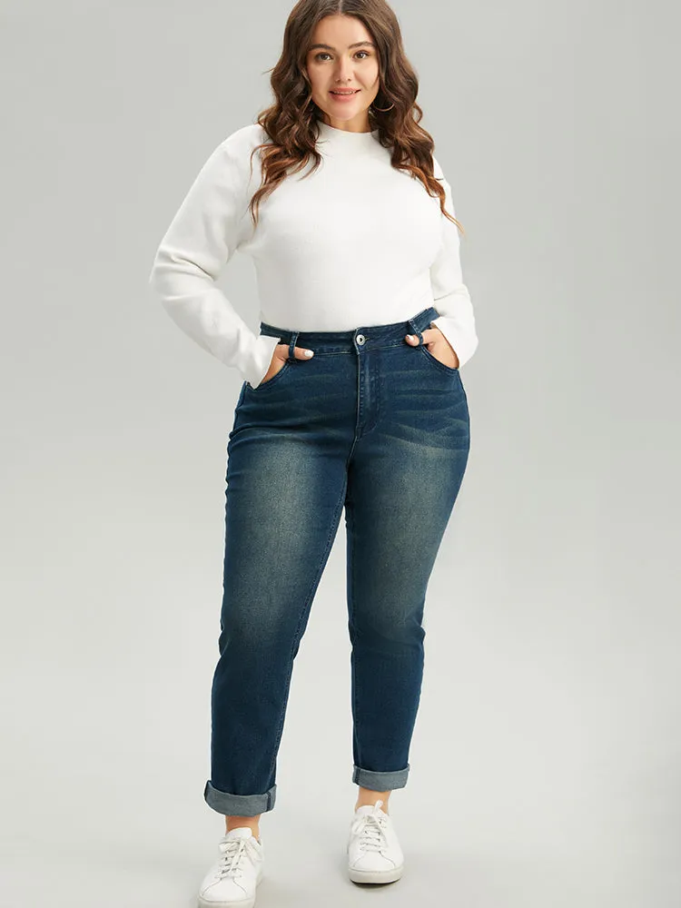 Very Stretchy Straight Leg Roll Hem Jeans sold by Bloomchic product image thumbnail 4