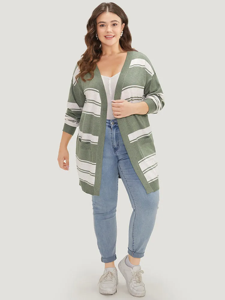 Striped Patchwork Open Front Pocket Cardigan sold by Bloomchic product image thumbnail 5