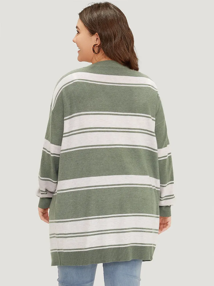 Striped Patchwork Open Front Pocket Cardigan sold by Bloomchic product image thumbnail 2