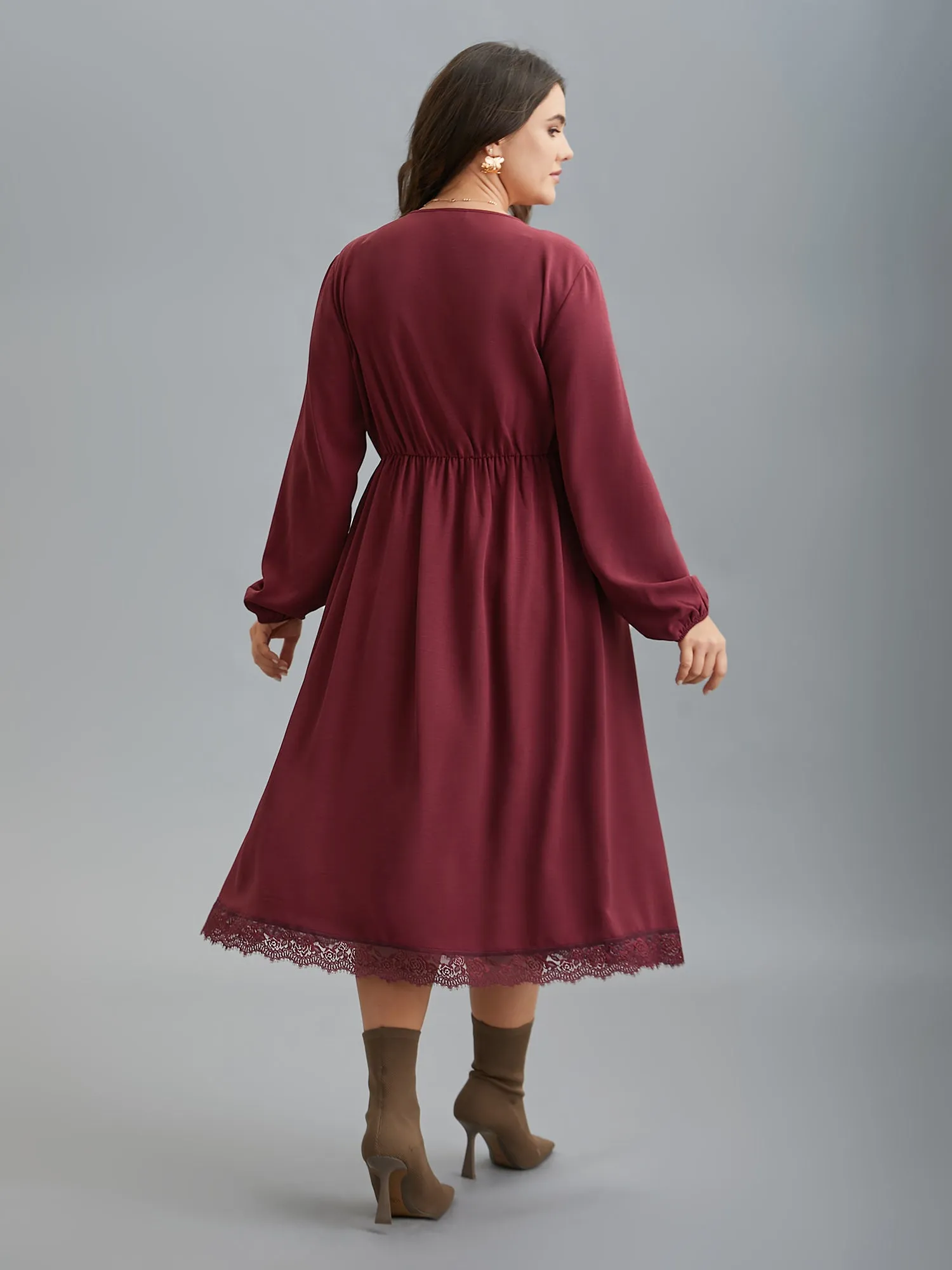 Lace Detail Surplice Neckline Midi Dress sold by Bloomchic product image thumbnail 4