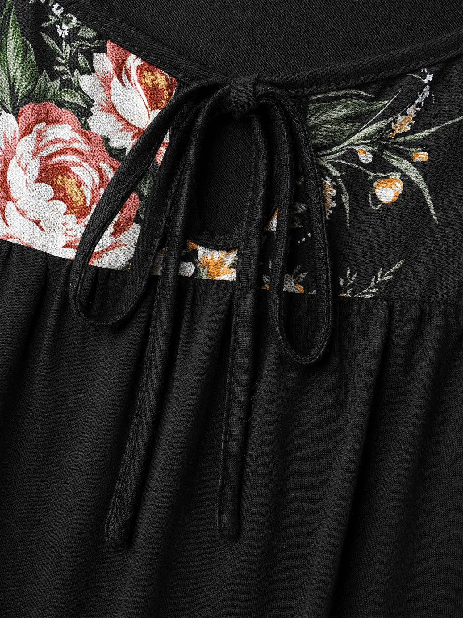 Floral Print Spliced Neck-Tie T-Shirt sold by Bloomchic product image thumbnail 5