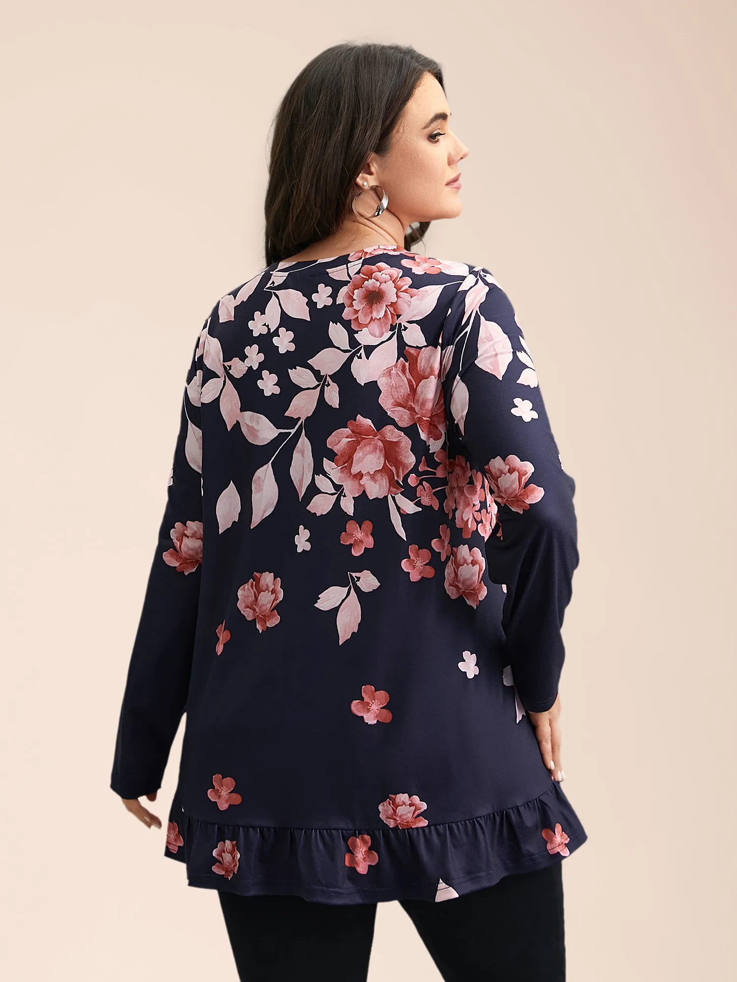 Spring Flowers Ruffled Hem T-Shirt sold by Bloomchic product image thumbnail 5