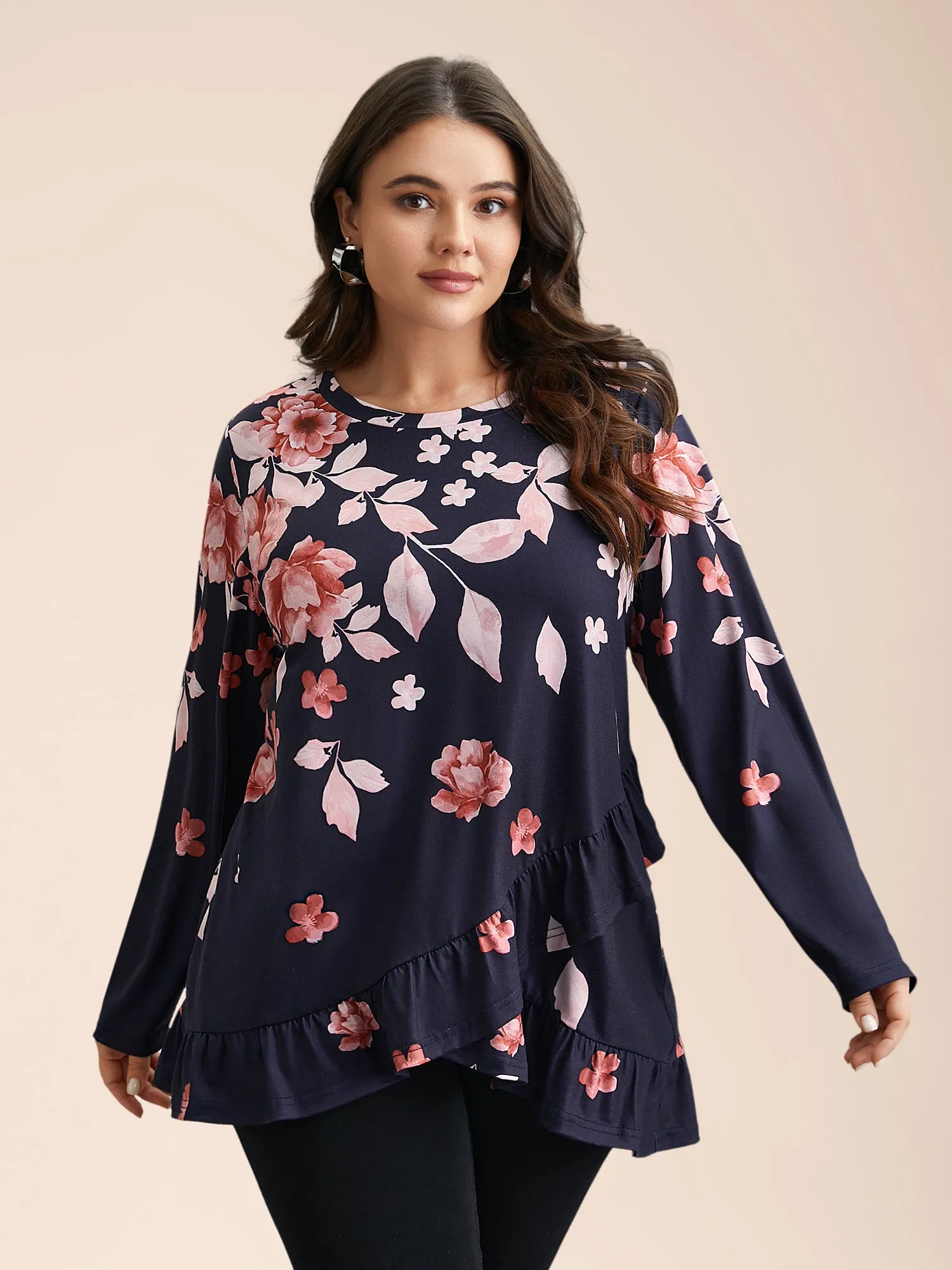 Spring Flowers Ruffled Hem T-Shirt sold by Bloomchic product image thumbnail 4