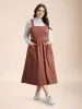 Overall Straps Stretchy-Waist Pockets Midi Dress sold by Bloomchic