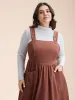 Overall Straps Stretchy-Waist Pockets Midi Dress sold by Bloomchic
