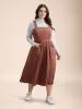Overall Straps Stretchy-Waist Pockets Midi Dress sold by Bloomchic