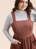 Overall Straps Stretchy-Waist Pockets Midi Dress sold by Bloomchic