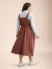 Overall Straps Stretchy-Waist Pockets Midi Dress sold by Bloomchic