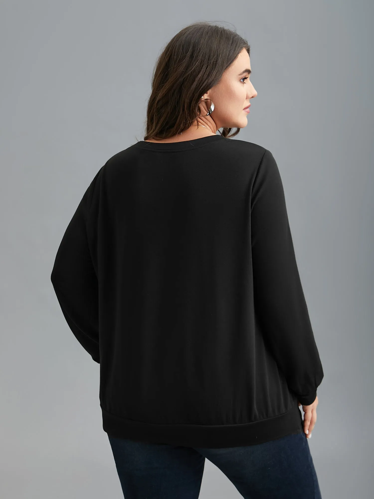 Crew Neck Celestial Print Stretch Sweatshirt sold by Bloomchic product image thumbnail 4