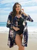 Floral Print Lotus Leaf Sleeve Open-Front Kimono sold by Bloomchic
