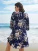 Floral Print Lotus Leaf Sleeve Open-Front Kimono sold by Bloomchic
