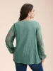 Scalloped Lace Textured Sheer Sleeve Blouse sold by Bloomchic