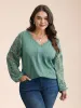 Scalloped Lace Textured Sheer Sleeve Blouse sold by Bloomchic