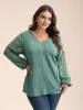 Scalloped Lace Textured Sheer Sleeve Blouse sold by Bloomchic