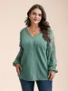 Scalloped Lace Textured Sheer Sleeve Blouse sold by Bloomchic