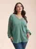 Scalloped Lace Textured Sheer Sleeve Blouse sold by Bloomchic