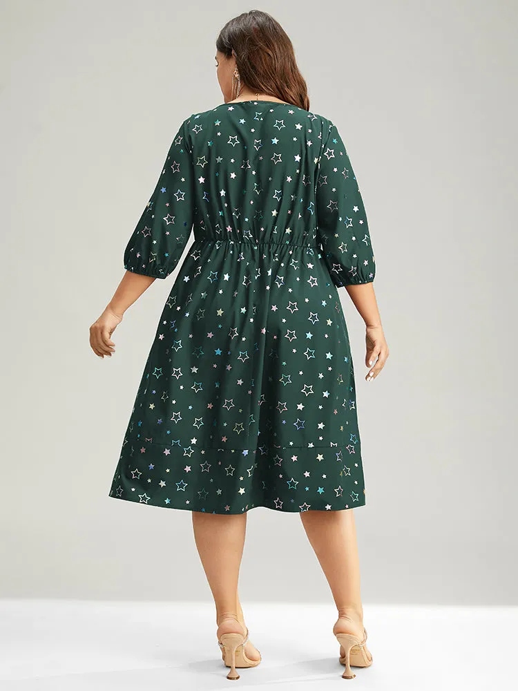 Heart Glitter Square Neck Lantern Sleeve Dress sold by Bloomchic product image thumbnail 3