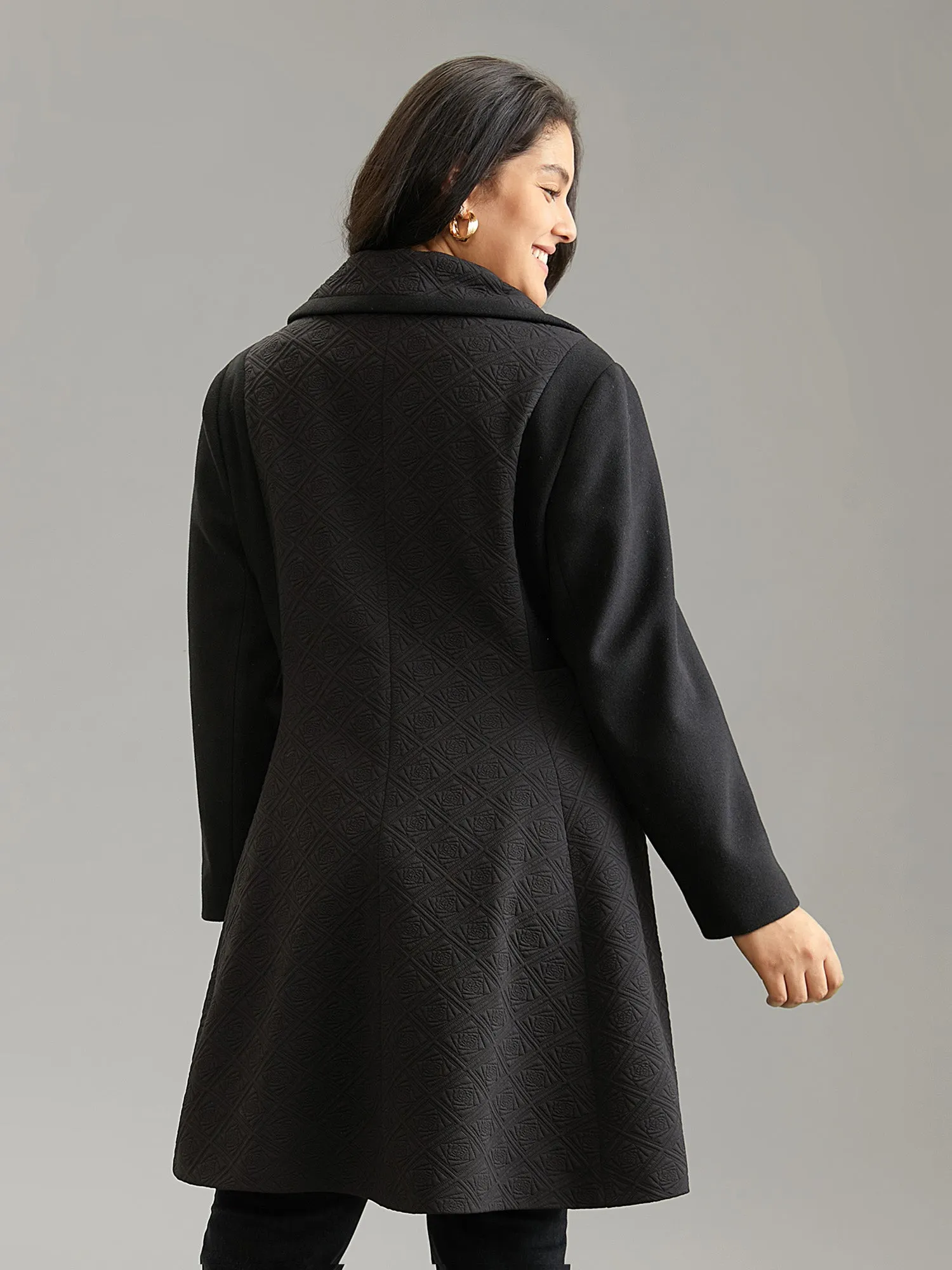 Solid Textured Button Up Lapel Collar Woven Coat sold by Bloomchic product image thumbnail 2