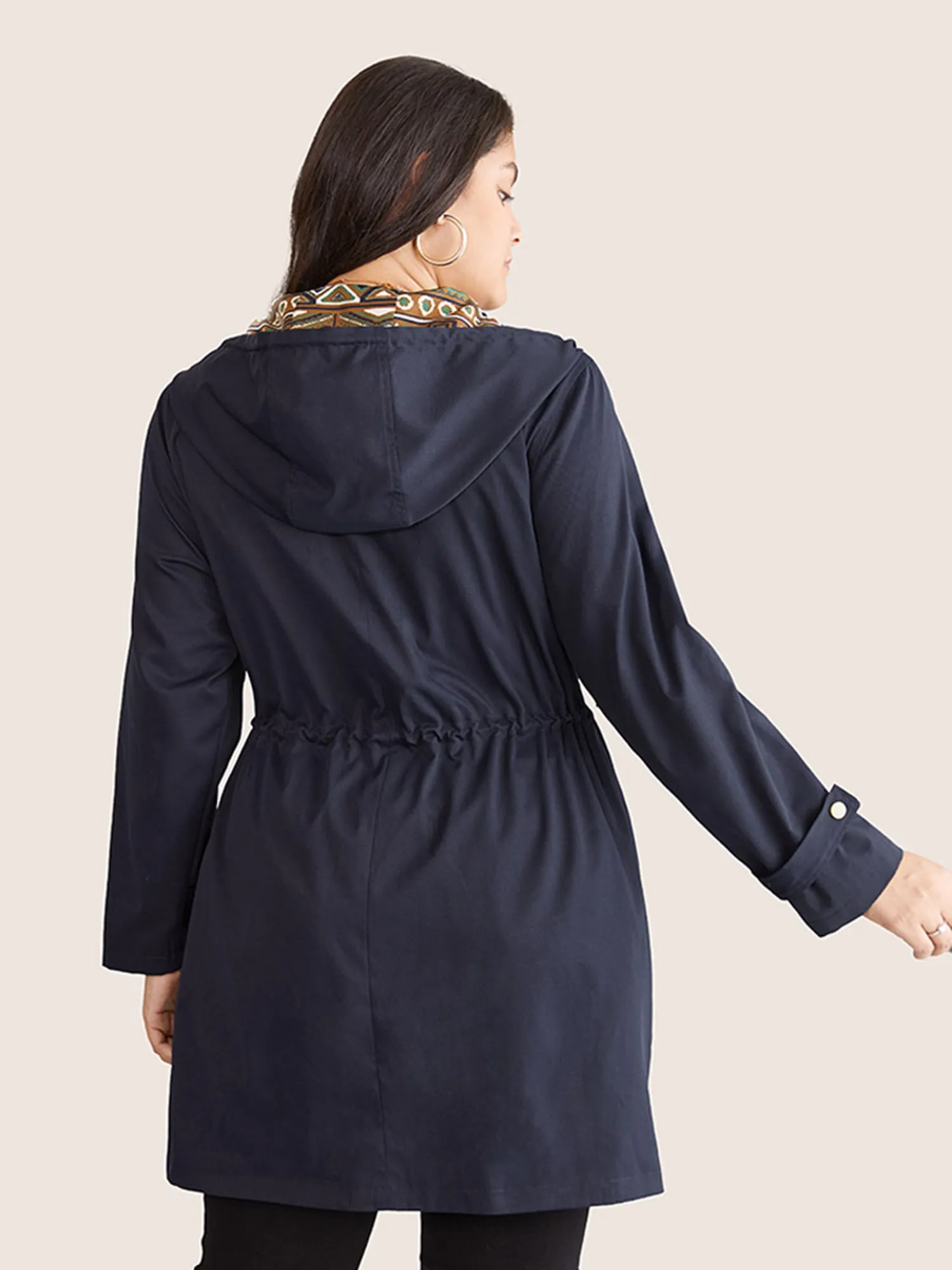 Bandana Print Hooded Drawstring Snap Button Jacket sold by Bloomchic product image thumbnail 5