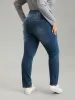 Elastic Waist Button Detail Skinny Medium Wash Jeans sold by Bloomchic