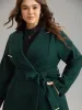 Plain Belted Metal Detail Lapel Collar Coat sold by Bloomchic