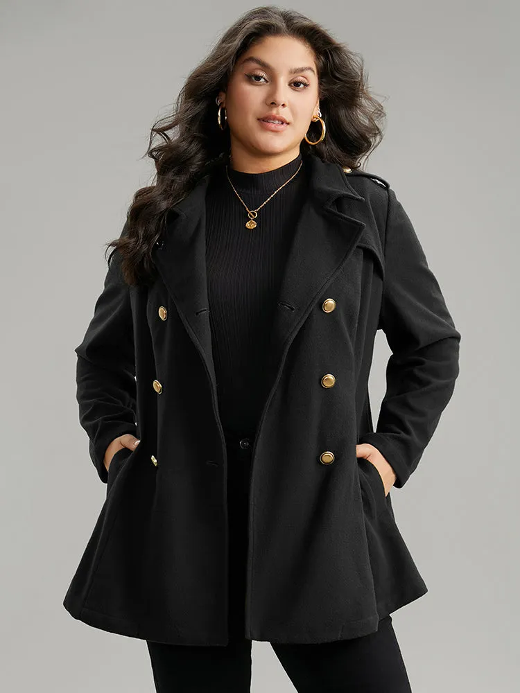 Plain Double Breasted Lapel Collar Coat sold by Bloomchic