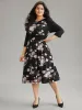 Floral Twist Front Patchwork Raglan Sleeve Dress sold by Bloomchic