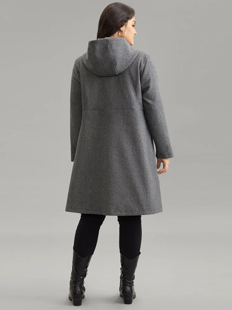 Plaid Hooded Pocket Duffle Button Tunic Coat sold by Bloomchic product image thumbnail 2