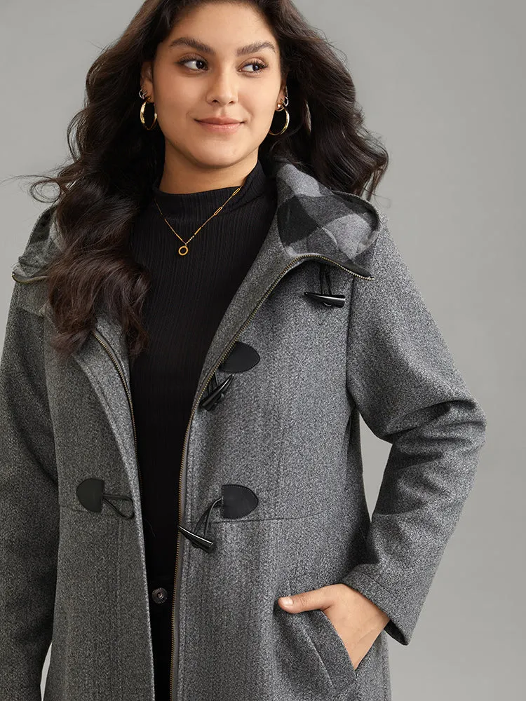 Plaid Hooded Pocket Duffle Button Tunic Coat sold by Bloomchic product image thumbnail 5