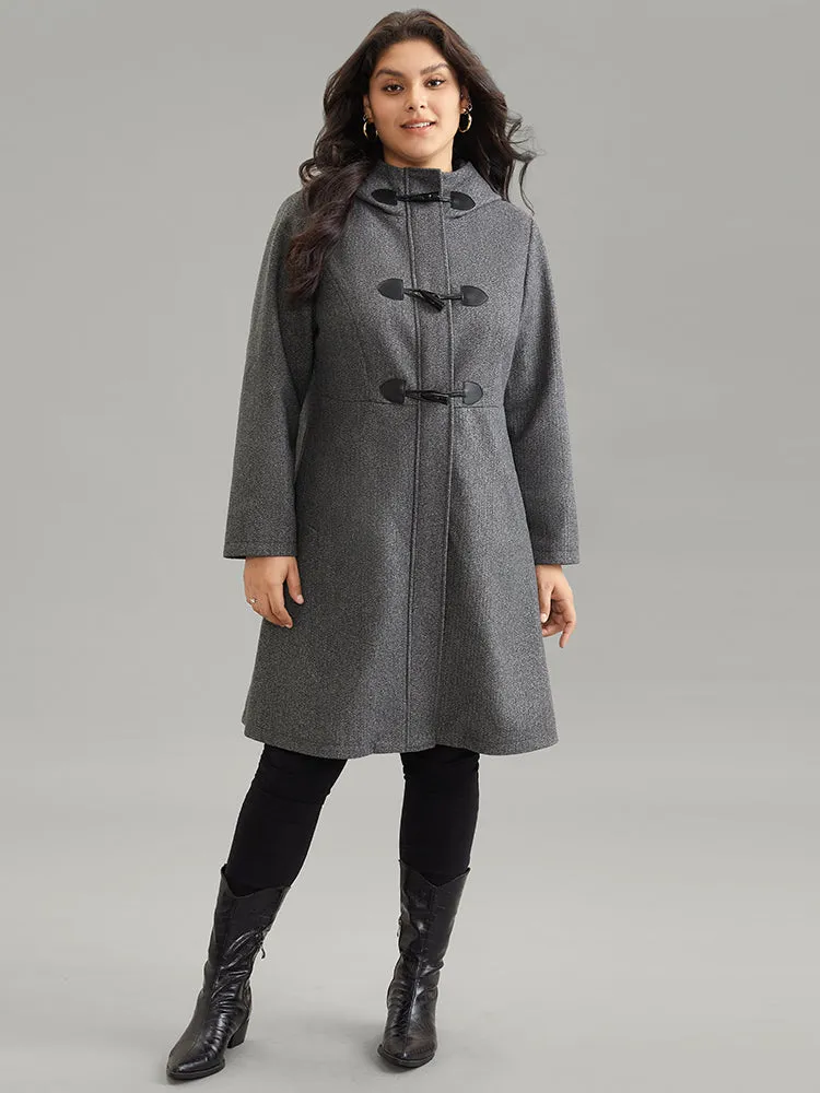 Plaid Hooded Pocket Duffle Button Tunic Coat sold by Bloomchic product image thumbnail 4