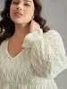 Plain Texture Elastic Waist Jacquard T-shirt sold by Bloomchic