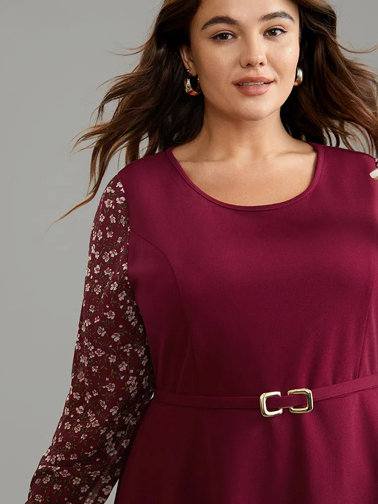 Ditsy Floral Patchwork Layered Metal Buckle Detail Blouse sold by Bloomchic product image thumbnail 4