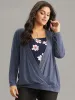 Heather Tiered Patchwork Floral Square Neck T-shirt sold by Bloomchic