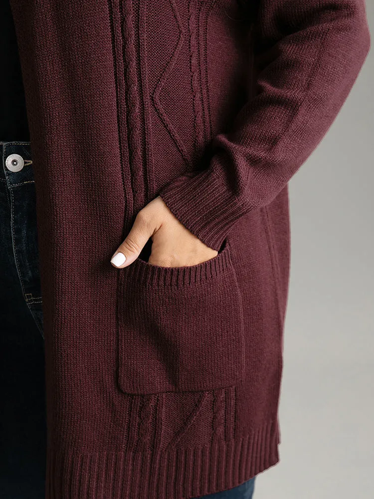 Plain Cable Knit Button Up Pocket Cardigan sold by Bloomchic product image thumbnail 5