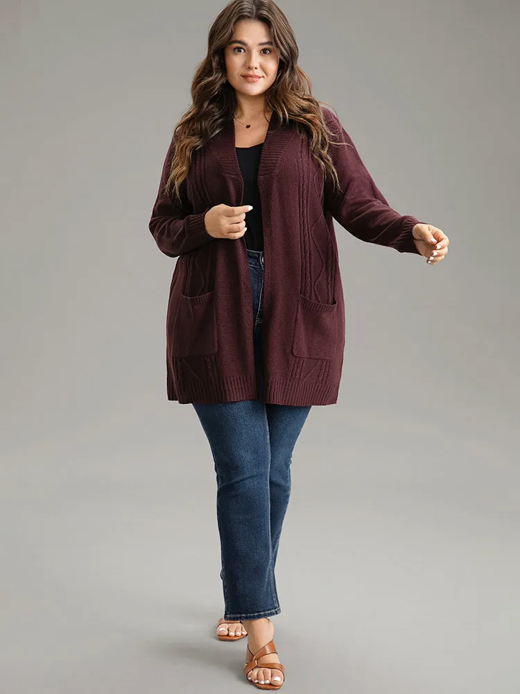 Plain Cable Knit Button Up Pocket Cardigan sold by Bloomchic product image thumbnail 4