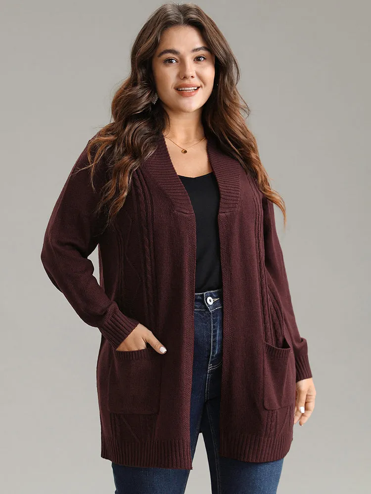 Plain Cable Knit Button Up Pocket Cardigan sold by Bloomchic product image thumbnail 3