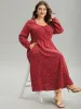 Polka Dot Ruched Overlap Collar Pocket Dress sold by Bloomchic