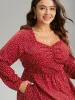 Polka Dot Ruched Overlap Collar Pocket Dress sold by Bloomchic
