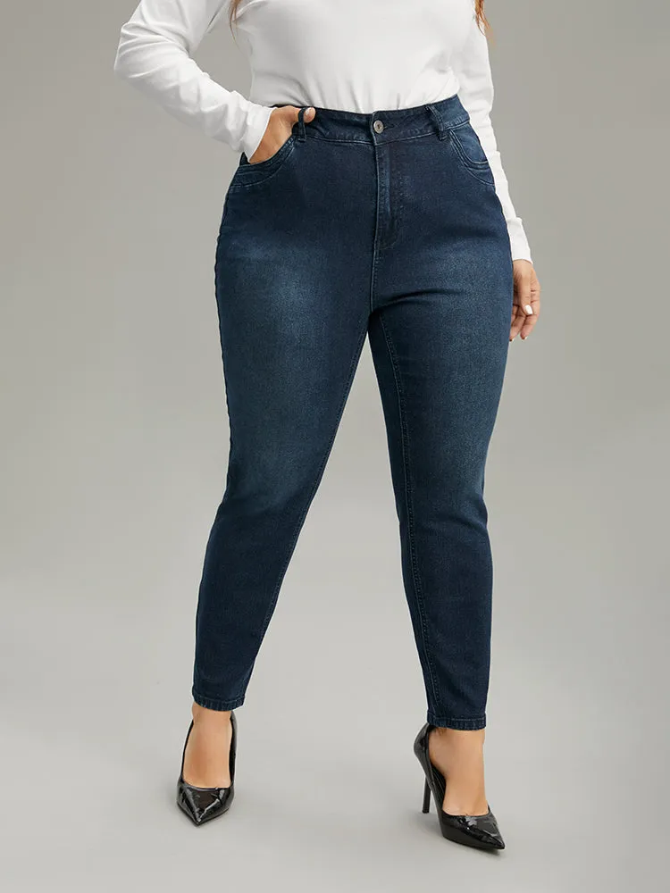 Pleated Detail Pocket Skinny Dark Wash Jeans sold by Bloomchic product image thumbnail 2