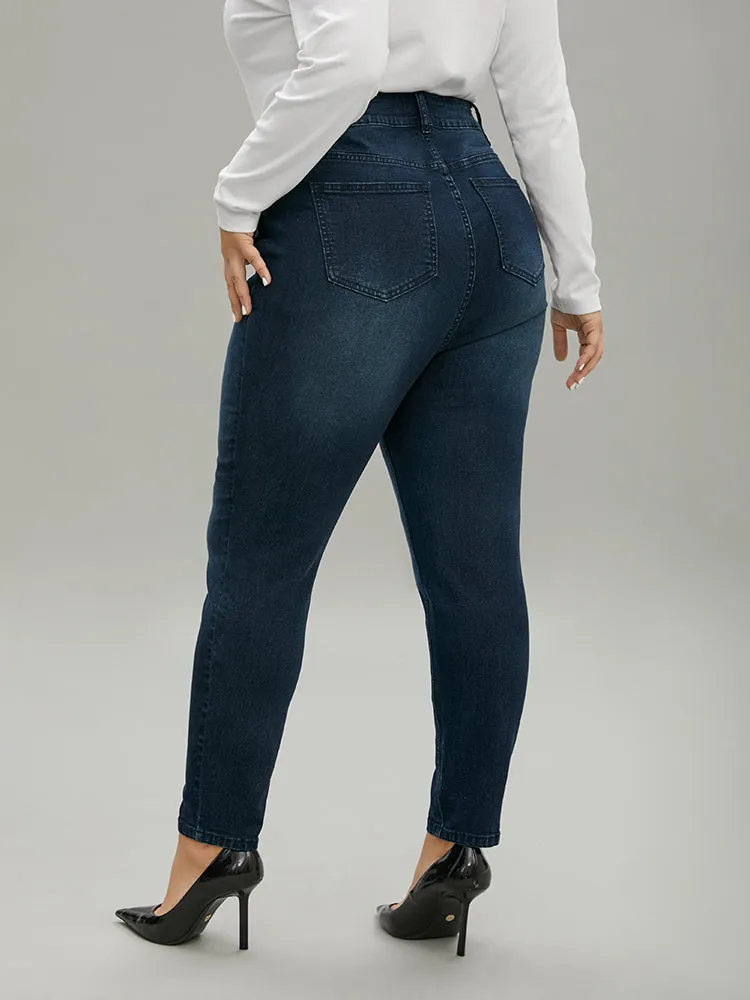 Pleated Detail Pocket Skinny Dark Wash Jeans sold by Bloomchic product image thumbnail 5