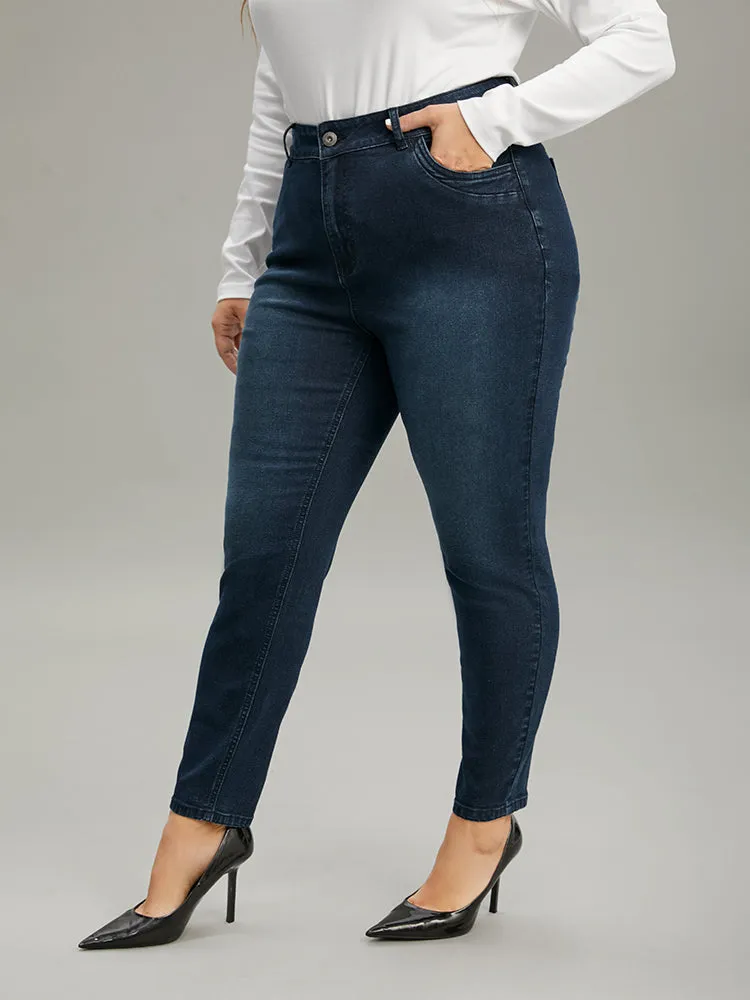 Pleated Detail Pocket Skinny Dark Wash Jeans sold by Bloomchic product image thumbnail 3