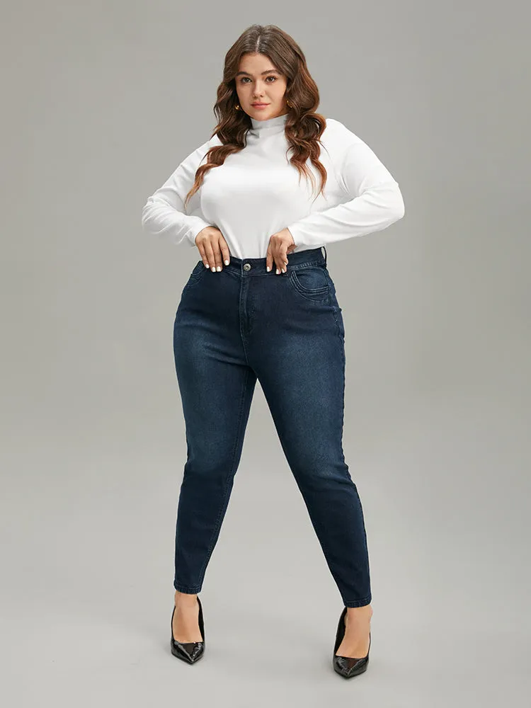 Pleated Detail Pocket Skinny Dark Wash Jeans sold by Bloomchic product image thumbnail 4