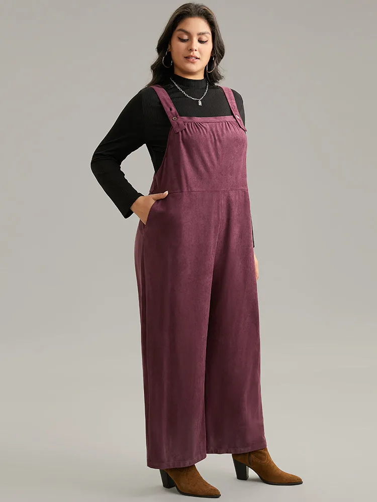 Plain Button Up Adjustable Straps Jumpsuit sold by Bloomchic product image thumbnail 3
