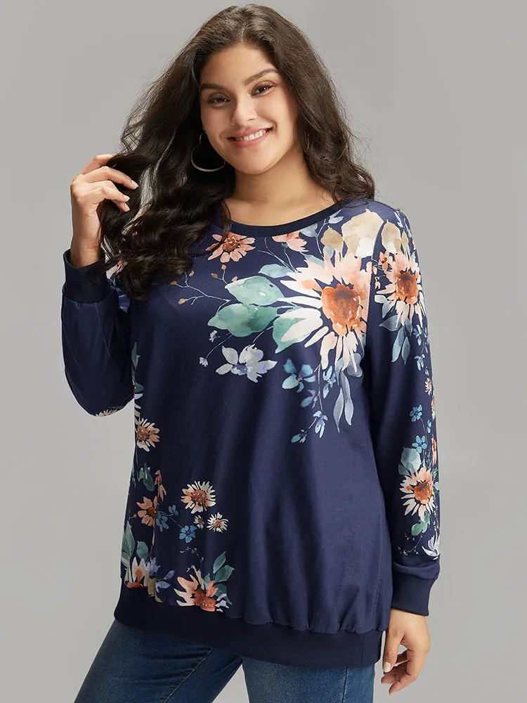 Floral Print Round Neck Sweatshirt sold by Bloomchic product image thumbnail 3